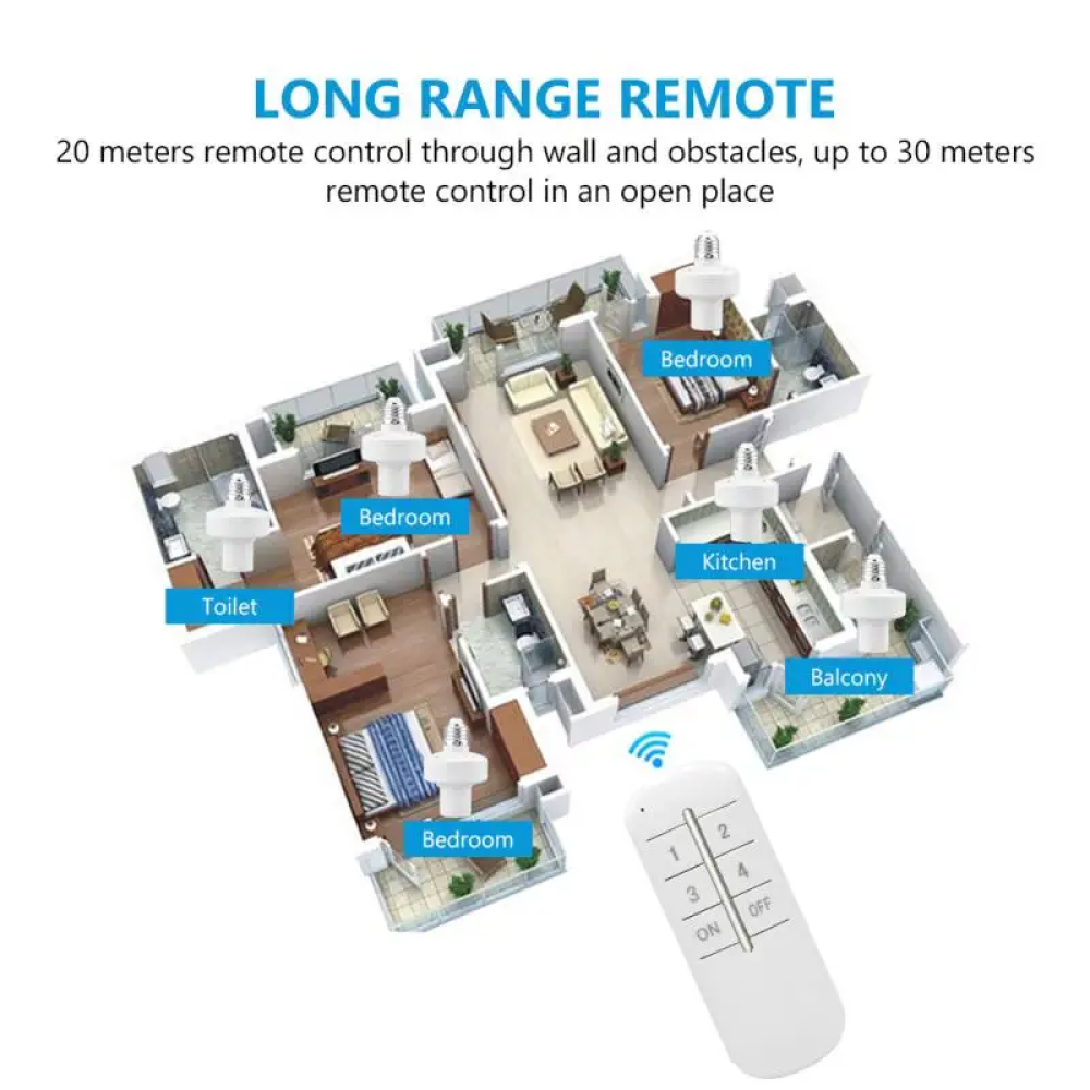 Gambar produk TSLEEN Fitting Lampu Wireless Remote Control E27 Timer Switch Lamp - TS803
