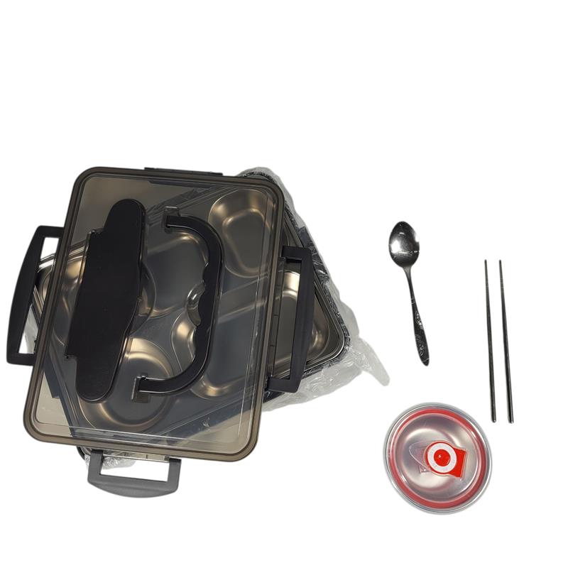 Gambar produk PORS Kotak Makan Stainless Steel 304 Leakproof with Soup Bowl 5 Grid - P-5