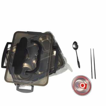 Gambar produk PORS Kotak Makan Stainless Steel 304 Leakproof with Soup Bowl 5 Grid - P-5