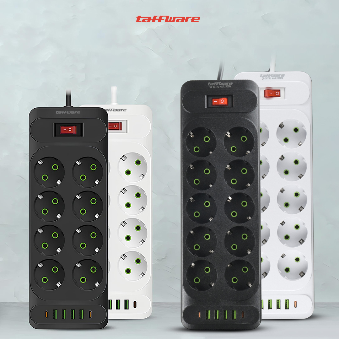 Gambar produk Taffware Stop Kontak USB Type C EU Plug 10A 110-250V 2500W 10 Lubang - QL-1077U / QL-1078U