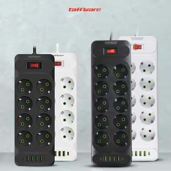 Gambar produk Taffware Stop Kontak USB Type C EU Plug 10A 110-250V 2500W 10 Lubang - QL-1077U / QL-1078U