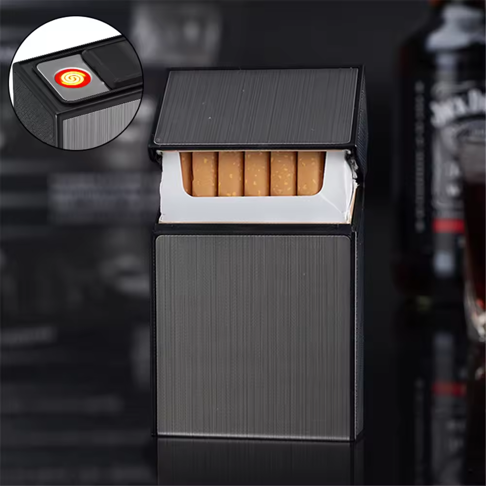 Gambar produk Firetric FOCUS Kotak Rokok 20 Slot dengan Korek Elektrik Plasma - JD-YH093