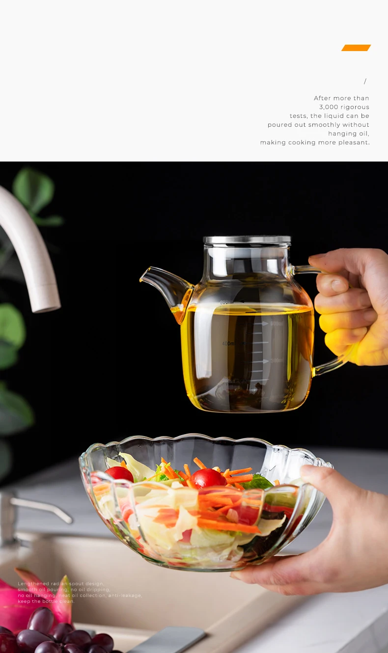 Gambar produk FMA Botol Minyak Borosilicate Glass Oil Pot Leakproof Heat-Resistant 900ml - FM-2PL