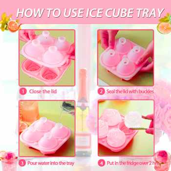 Gambar produk FRD Cetakan Es Batu Silikon Mawar 4 Grid Ice Cube Mold - F-10