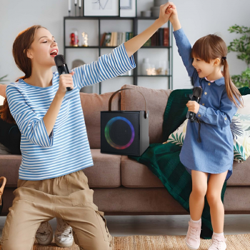 Gambar produk Vocay Speaker Bluetooth Karaoke Portable RGB with 2 Microphone 10W - WJ-A836