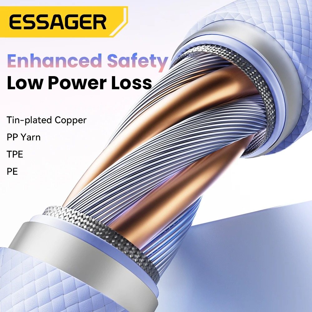 Gambar produk ESSAGER Kabel Data Type C to Type C PD Fast Charging Braided 3A 60W 1M - ES-X73
