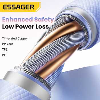 Gambar produk ESSAGER Kabel Data Type C to Type C PD Fast Charging Braided 3A 60W 1M - ES-X73