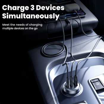 Gambar produk Toocki Car Charger Mobil Fast Charging 3 Port 12-24V C 65W - TQ-CC45