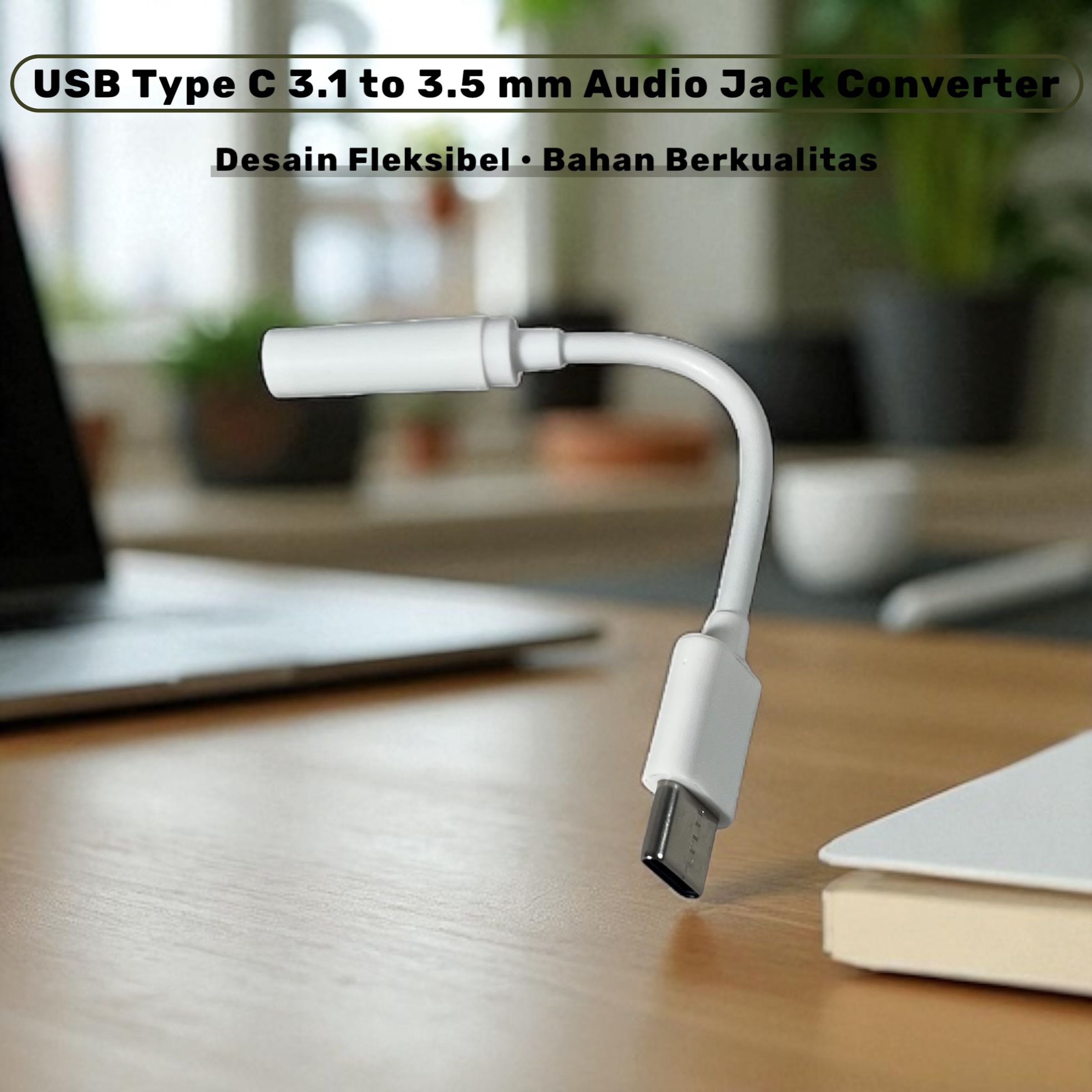 Gambar produk USB Type C 3.1 to 3.5mm Audio Jack Converter 10.5cm - L41