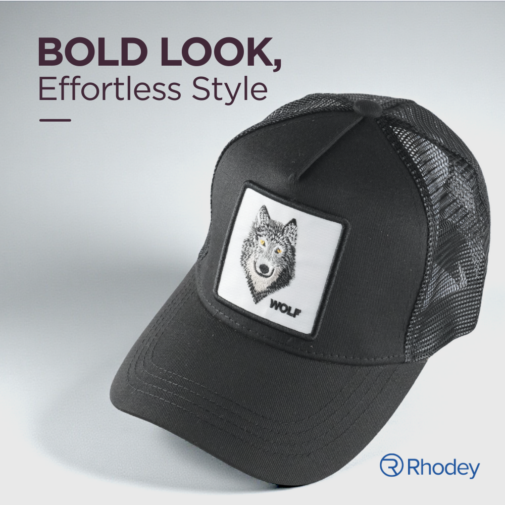 Gambar produk Rhodey Topi Trucker Unisex Jaring Mesh Hat Wolf Patch - DH-YK