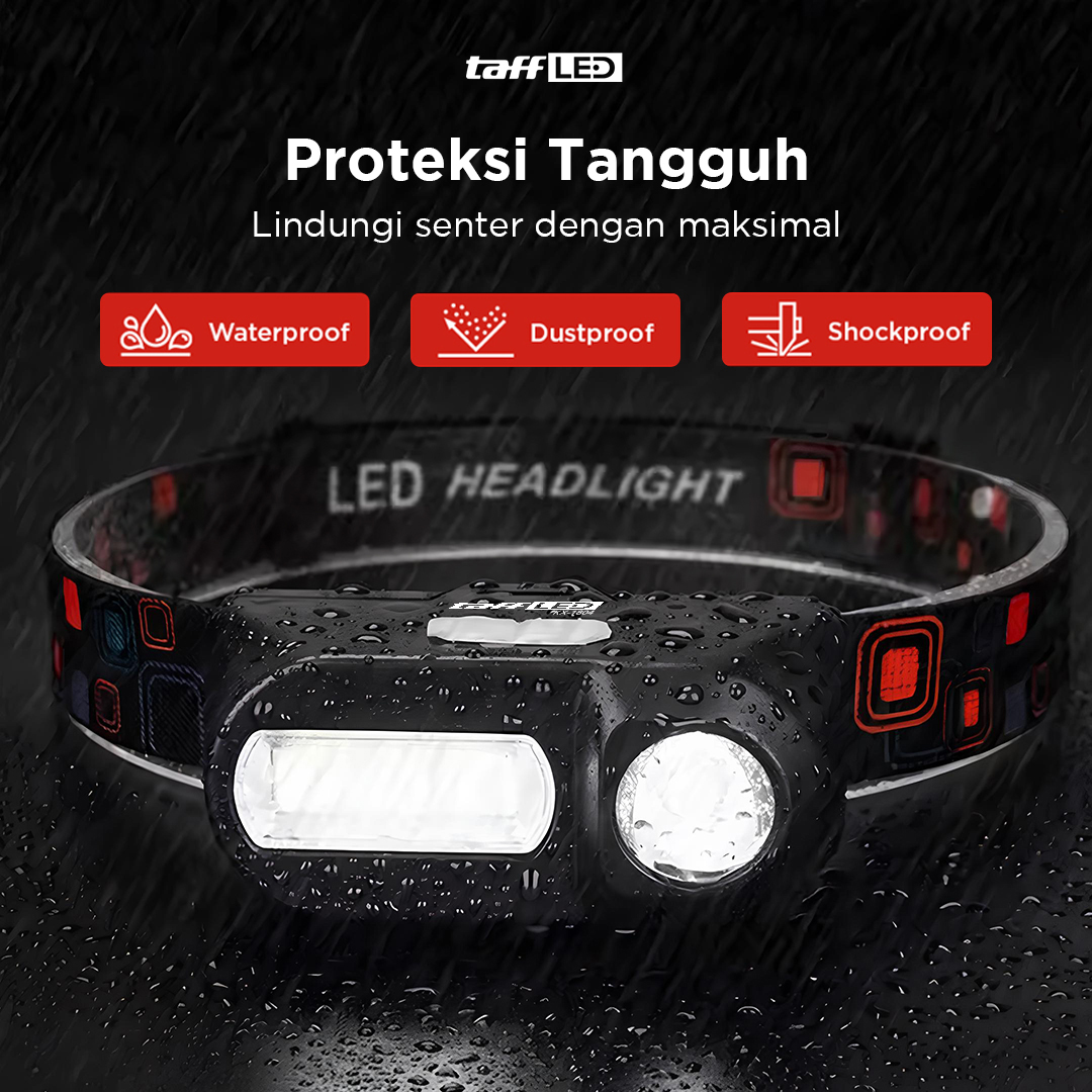 Gambar produk TaffLED Headlamp Flashlight Headlight LED 3 Modes XPE COB - KX-1804