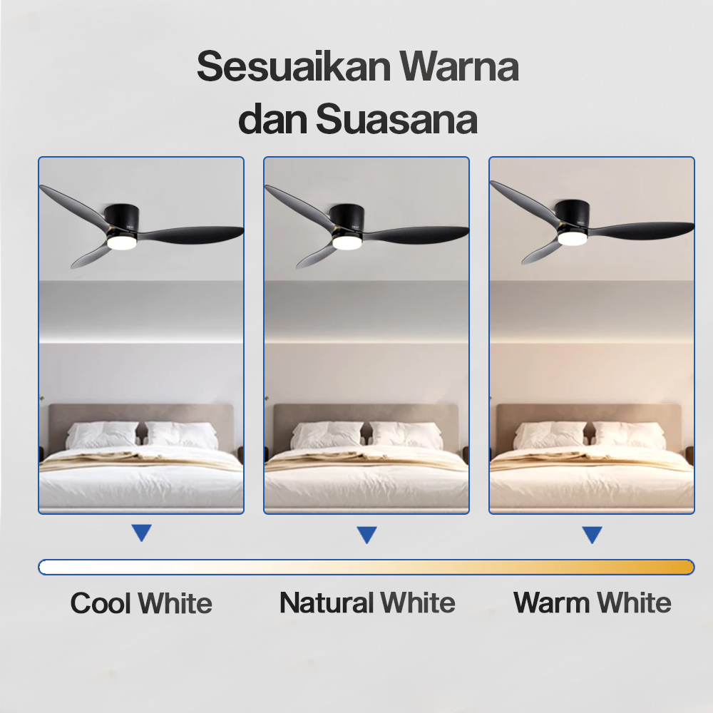 Gambar produk SOVE Kipas Angin Gantung Lampu Tri Color Ceiling Fan 42 Inch - YN-45