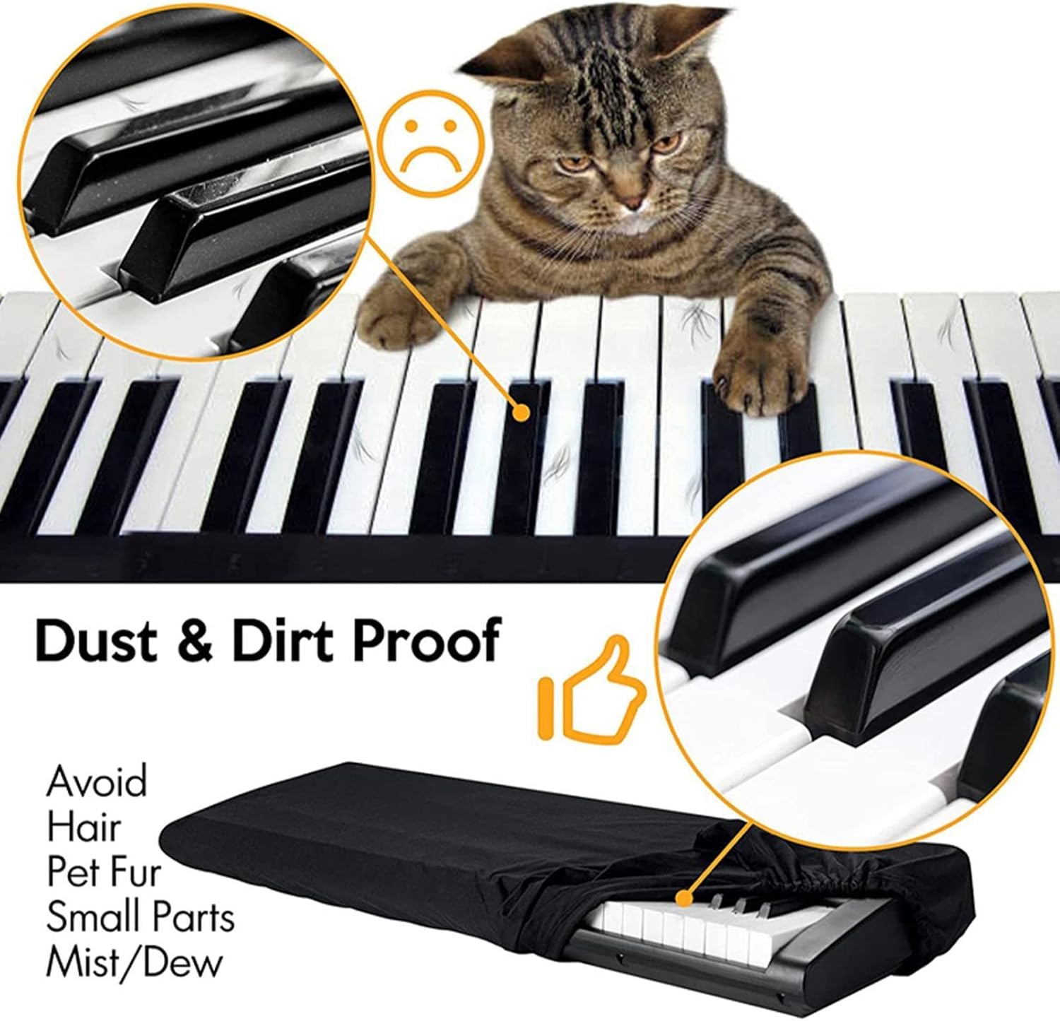Gambar produk Abbys Cover Piano Keyboard Protector Silver Coated Oxford with 88 Keys - INU30