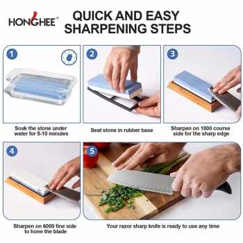 Gambar produk Honghee Batu Asah Pisau Whetstone Knife Sharpener 2 Side 1000/6000 - H16