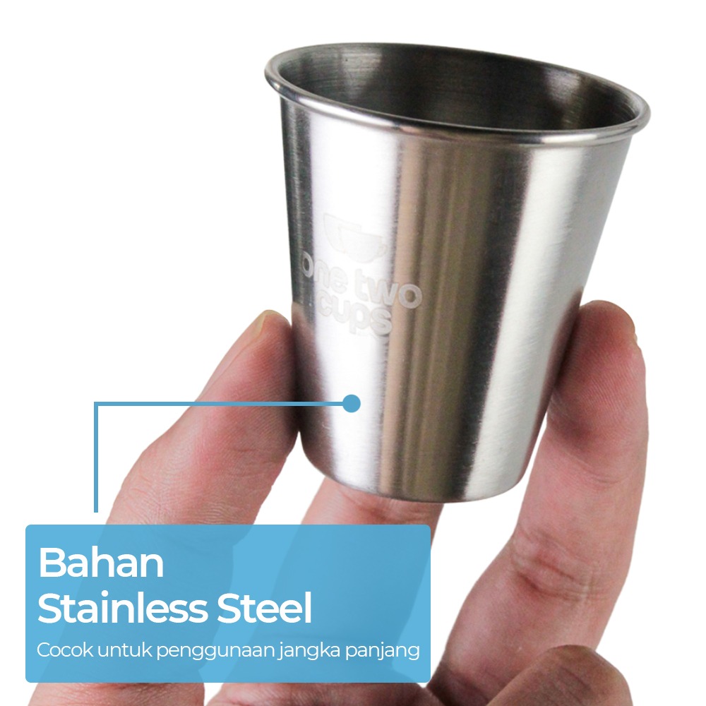 Gambar produk One Two Cups Set Gelas Camping Stainless Steel Travel Mug 70ml 4 PCS - HG189