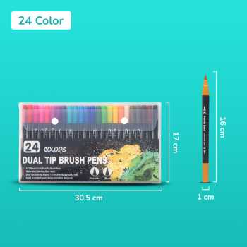 Gambar produk Kolorowy Spidol Double Head Drawing Pen Fine Art Watercolor Set 24 Color - MKB