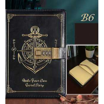 Pirates Buku Jurnal Leather Vintage B6 200 Halaman Grid with Lock - INU148
