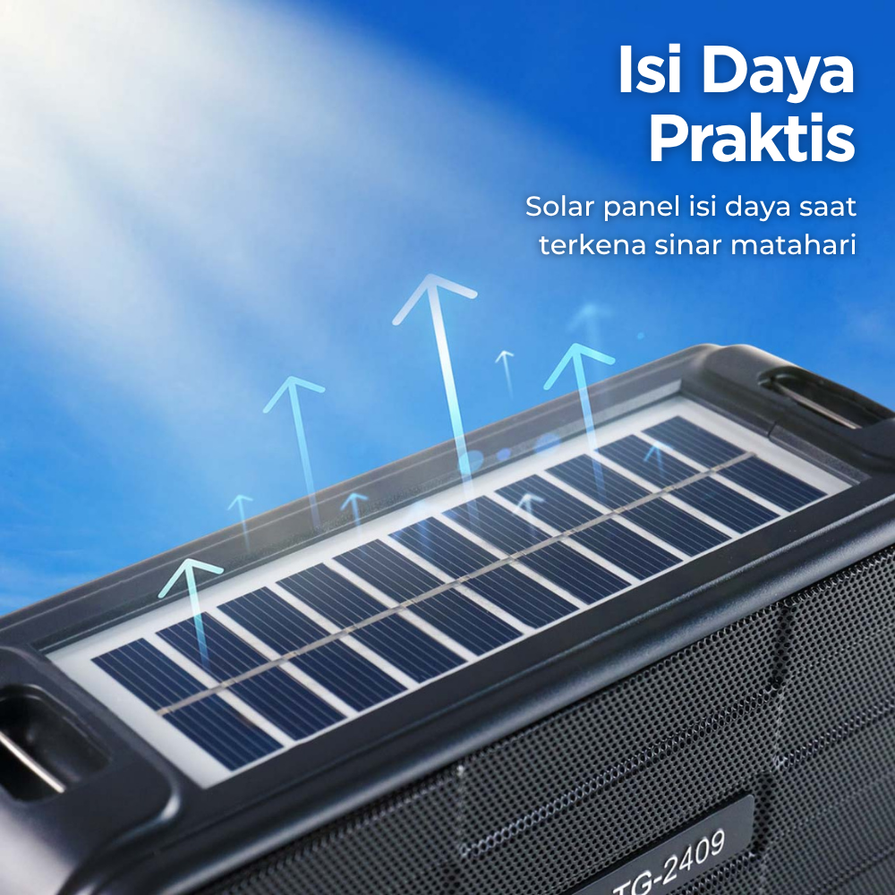 Gambar produk TGK Speaker Bluetooth Portable Solar Panel FM Radio with LED Light 16W - TG-2409