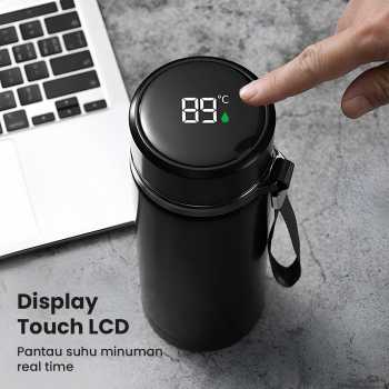 Gambar produk MACIN Botol Minum Termos Penyaring Teh Termometer Suhu Air 500ml - MA92
