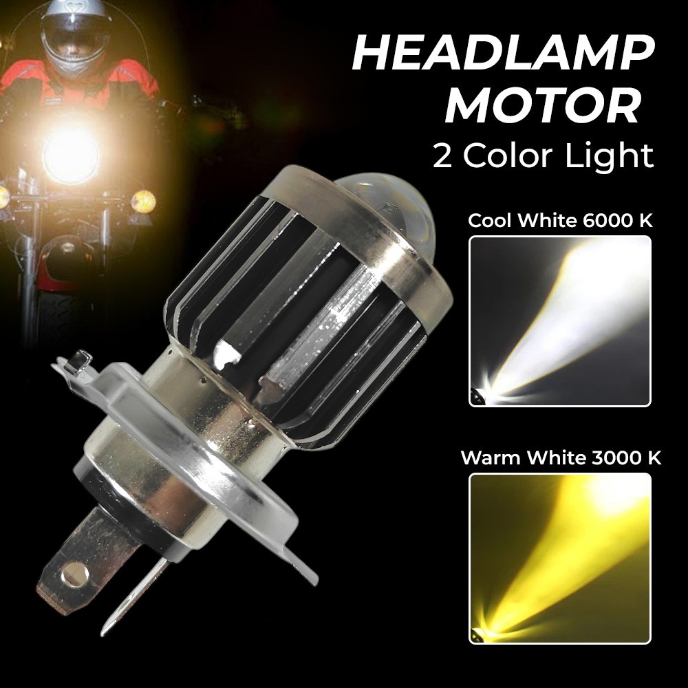 Gambar produk REDCAR Lampu Depan Motor LED Headlamp High Low Beam 2 Color Light H4 - L4