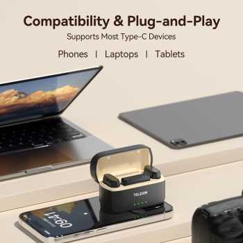 Gambar produk TELESIN Mikrofon Wireless Lavalier Bluetooth Microphone Clip Type C - P5-MCP-01