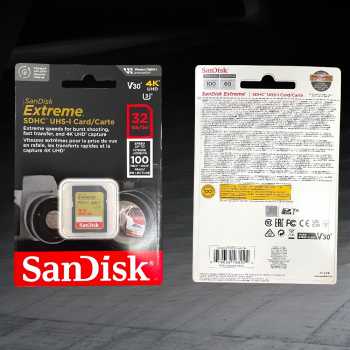 Gambar produk SanDisk Extreme SDHC UHS-I Card Class 10 U3 V30 100MB/s 32GB - SDSDXVT