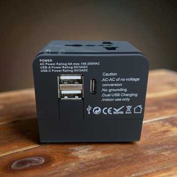 Gambar produk COKYI Travel Adaptor Universal Plug EU UK US/AU 3.0A USB A USB C - ONB100-04