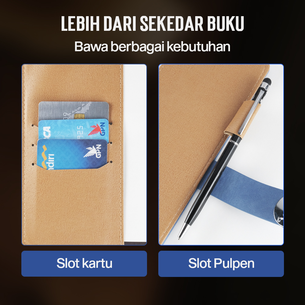 Gambar produk Toddi Buku Jurnal Leather Determination A5 200 Halaman Grid with Lock - TDD3