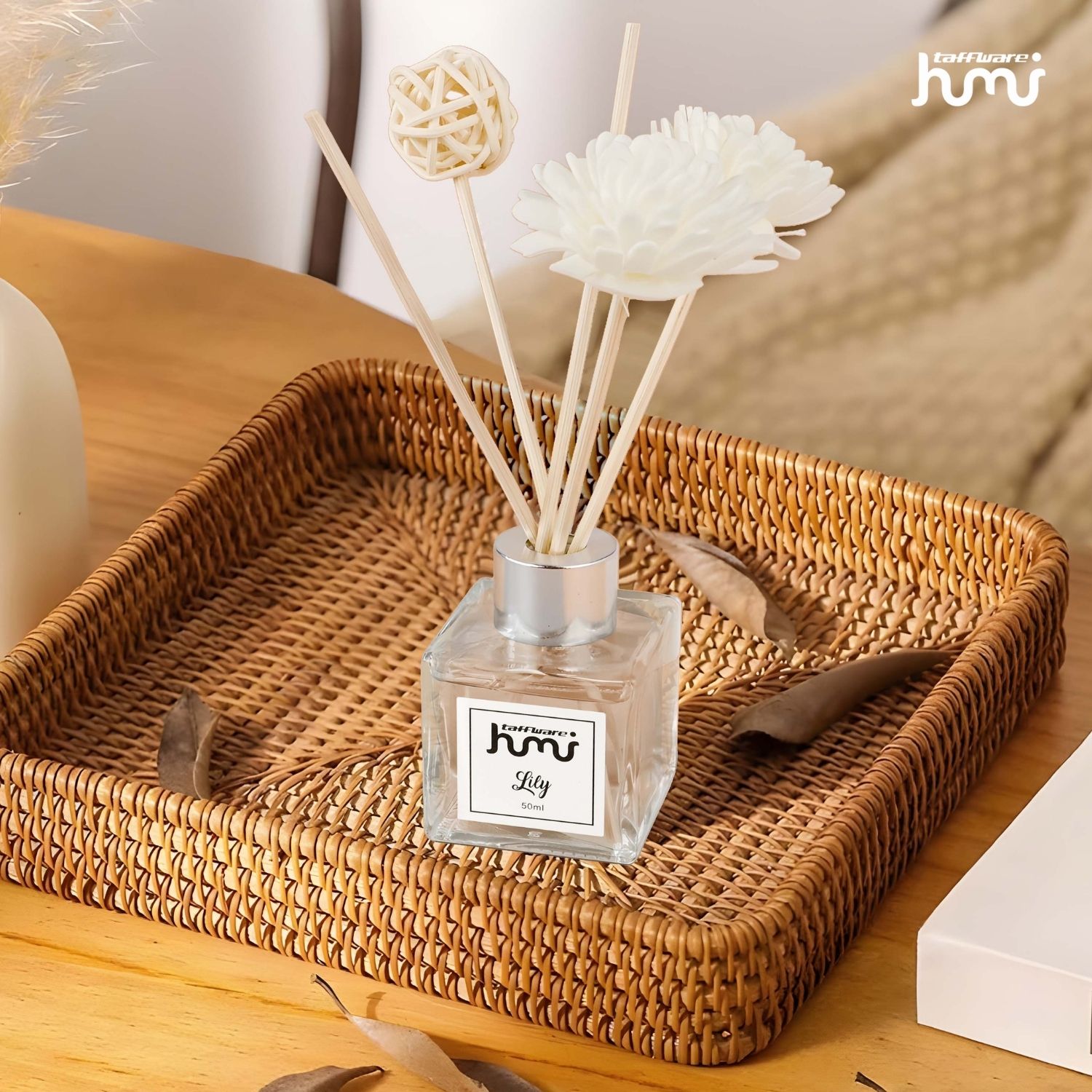 Gambar produk Taffware HUMI Pengharum Ruangan Reed Diffuser with Rattan Sticks 50ml Gardenia - DF-099