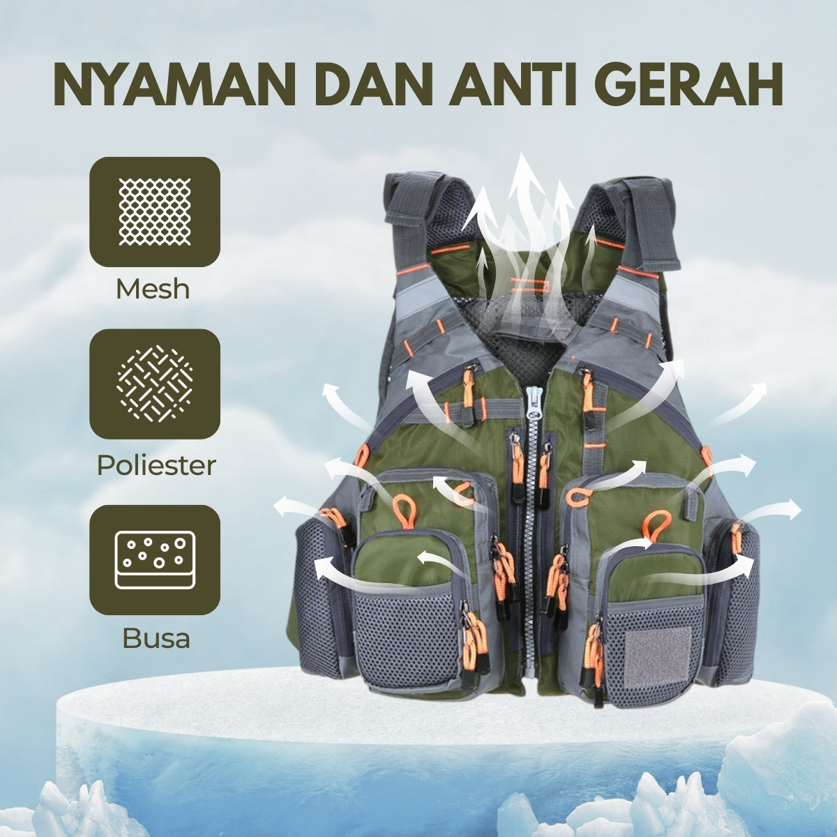 Gambar produk LIXADA Rompi Pancing Fishing Life Jacket Multi Slot - GDS09