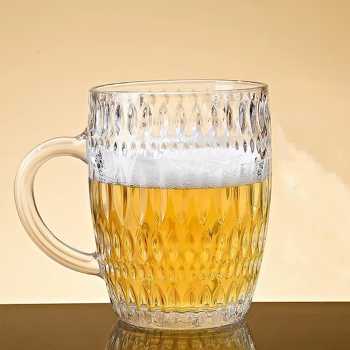 TREDO Gelas Mug Bir Sodium Calcium Glass Prickly Bark Pattern 570ml - T512