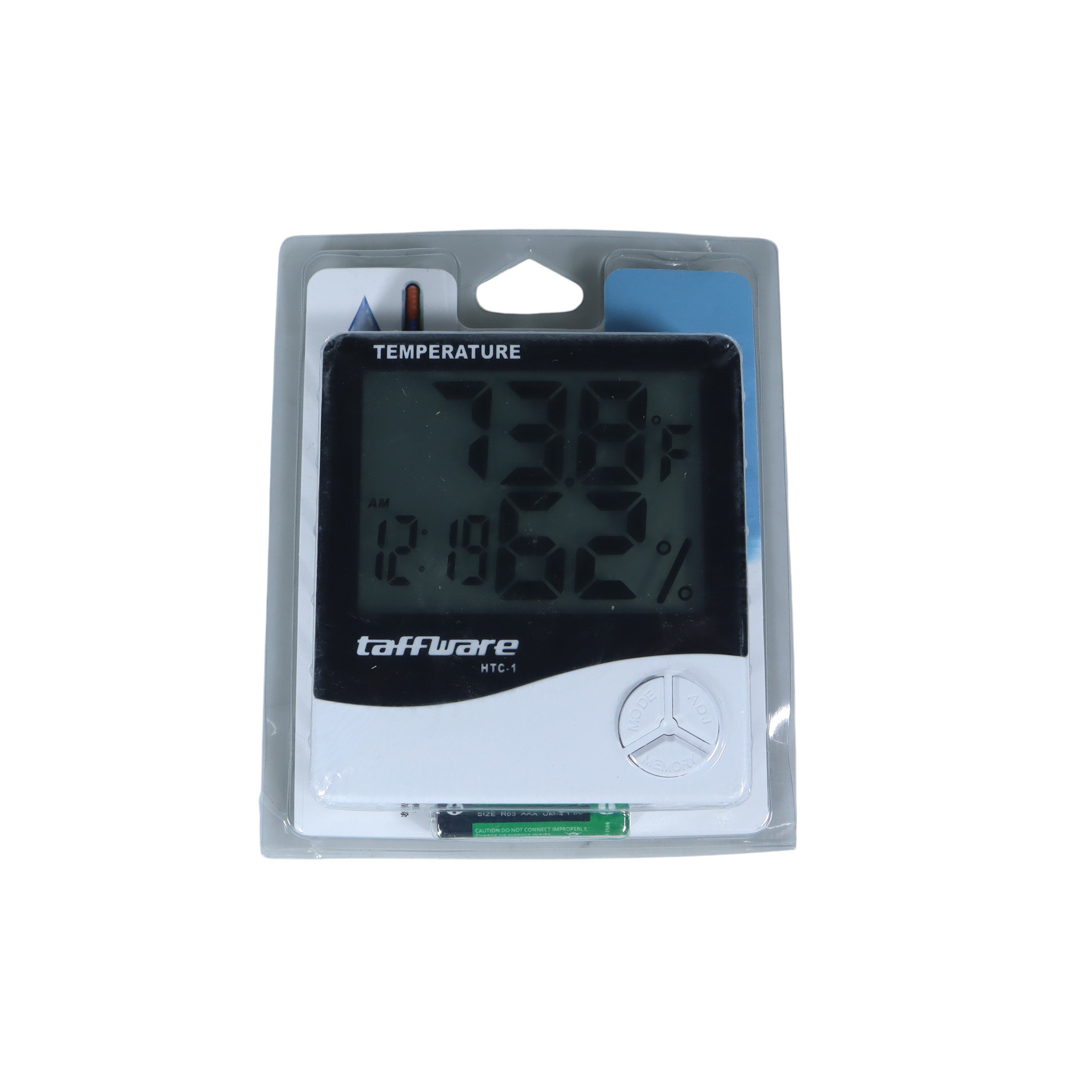 Gambar produk Taffware Termometer Suhu Ruangan Humidity Hygrometer Clock Calendar - HTC-1