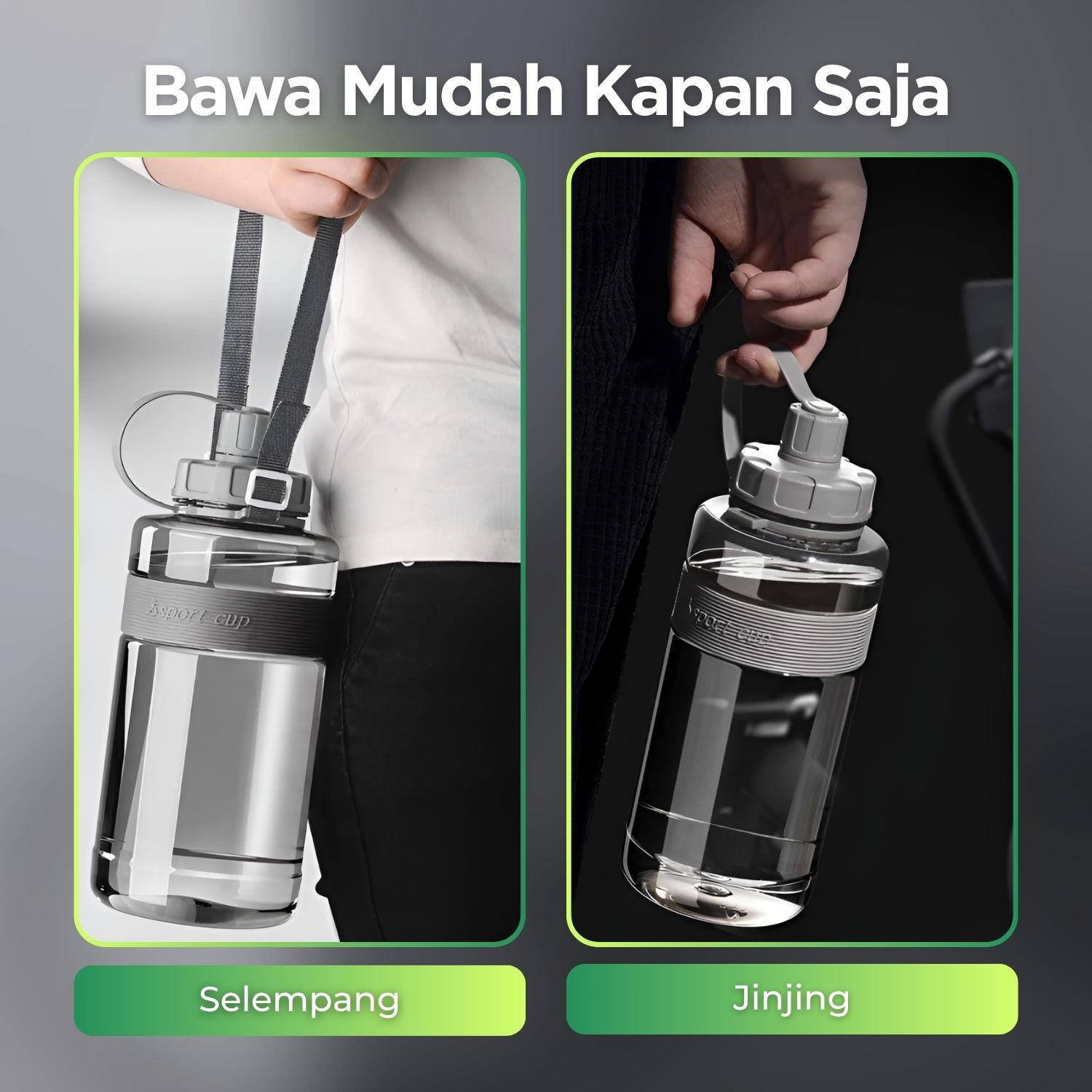 Gambar produk Niehaina Botol Minum Plastik Sport Water Bottle with Straw 2L - HA437