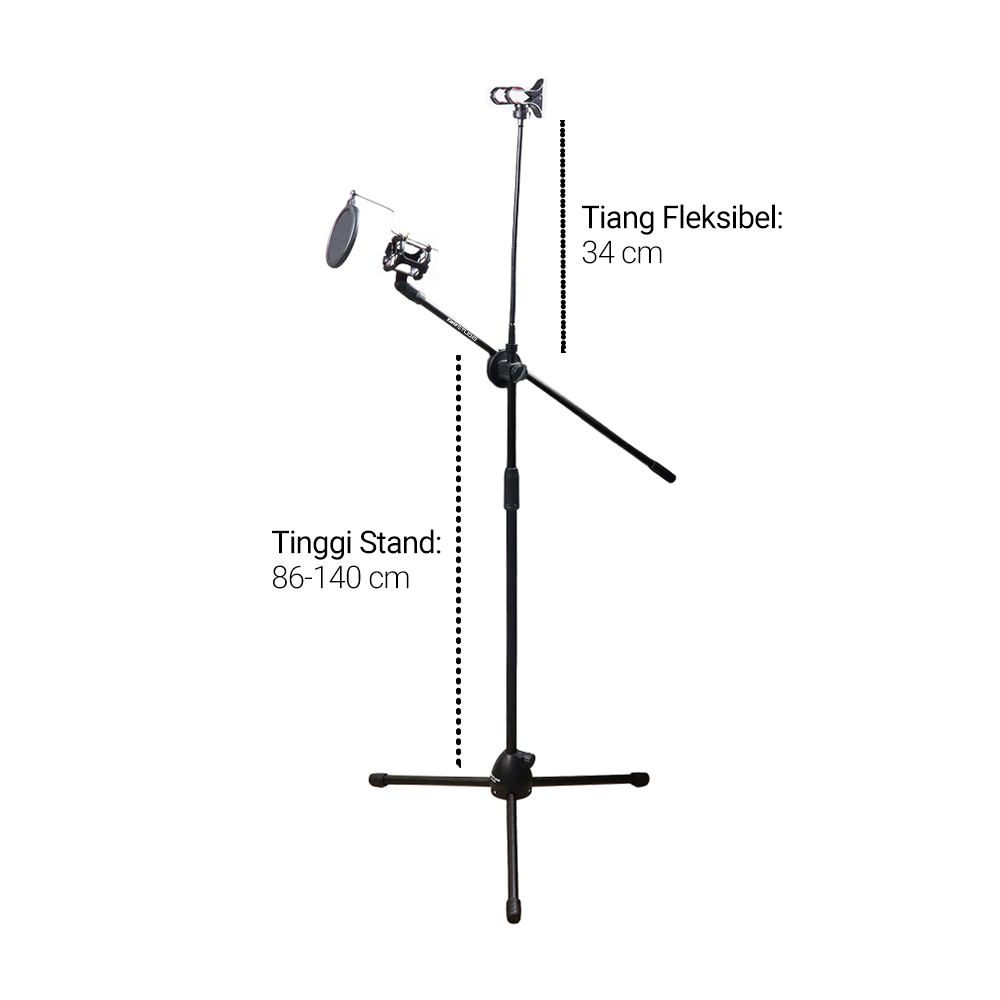 Gambar produk TaffSTUDIO Microphone and Smartphone Stand Holder 360 Degree - MS-70B