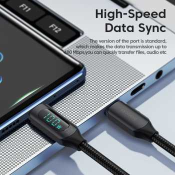 Gambar produk Toocki Kabel Data Type-C to Type-C Fast Charging LED Display 5A 100W 1M - TQ-X03