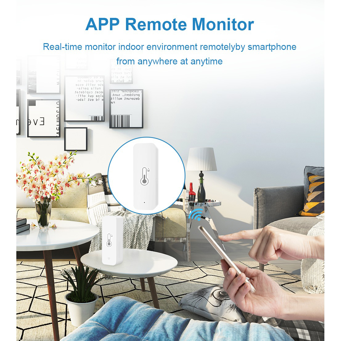 Gambar produk Smart Temperature Humidity Sensor Hygrometer Real Time Wifi Tuya Apps Wifi - TH01