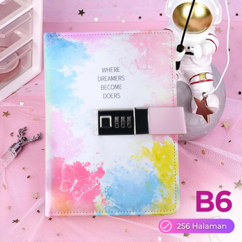JIALILI Buku Diary Notebook Catatan Jurnal B6 256 Halaman with Lock - F-5