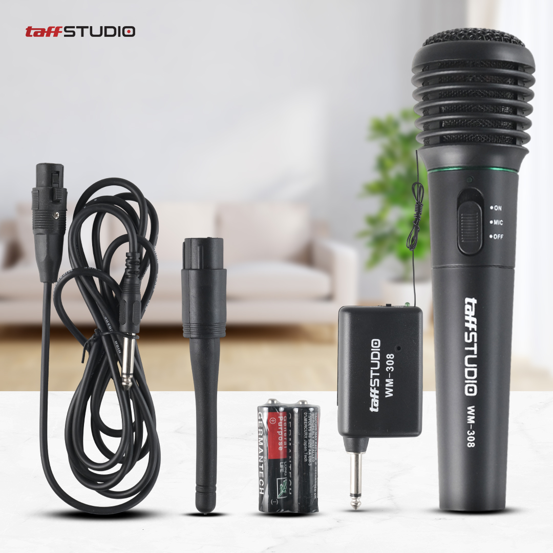 Gambar produk TaffSTUDIO Mikrofon Karaoke Mic Profesional 2 in 1 Wireless Wired - WM-308