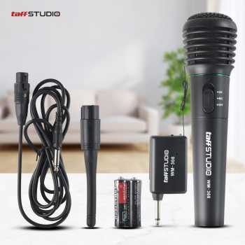 Gambar produk TaffSTUDIO Mikrofon Karaoke Mic Profesional 2 in 1 Wireless Wired - WM-308