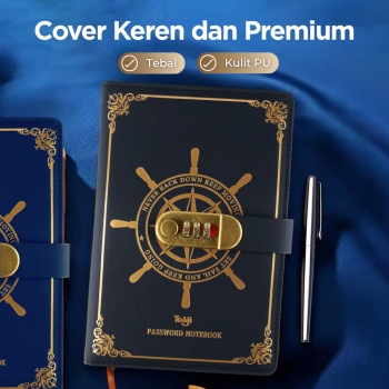 Gambar produk Toddi Buku Jurnal Leather Vintage Pirate A5 200 Halaman Grid with Lock - 10001