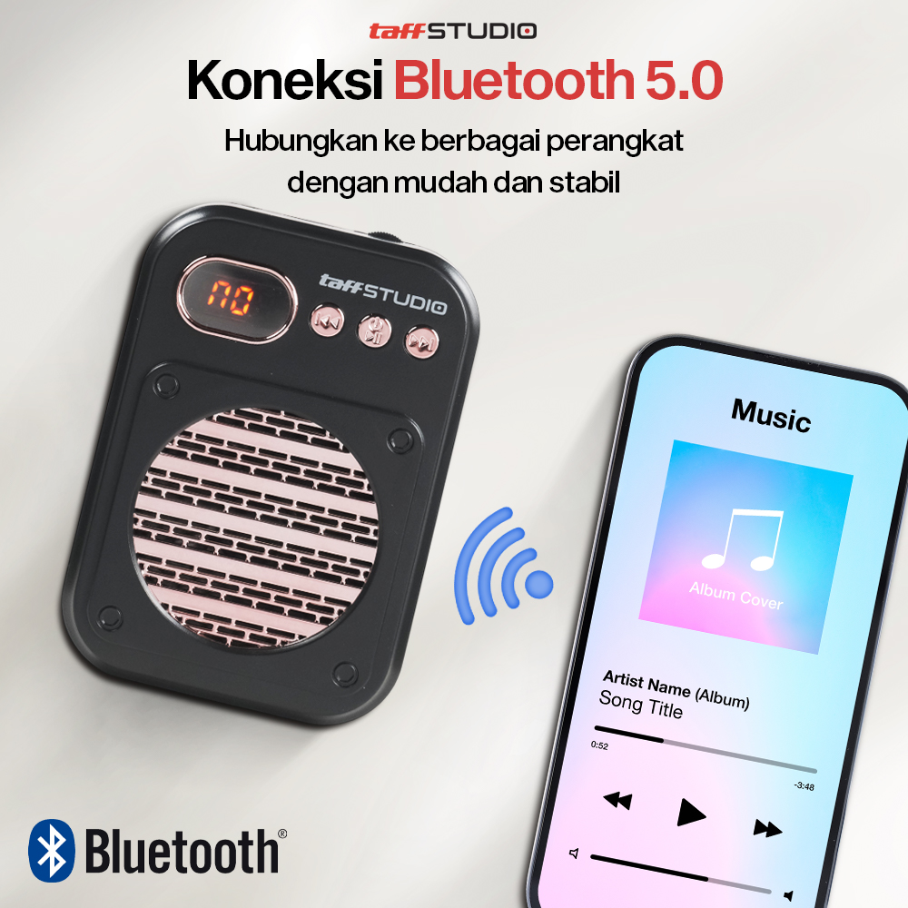Gambar produk TaffSTUDIO Speaker Pinggang Bluetooth Voice Amplifier 2 Microphone 8W - S25