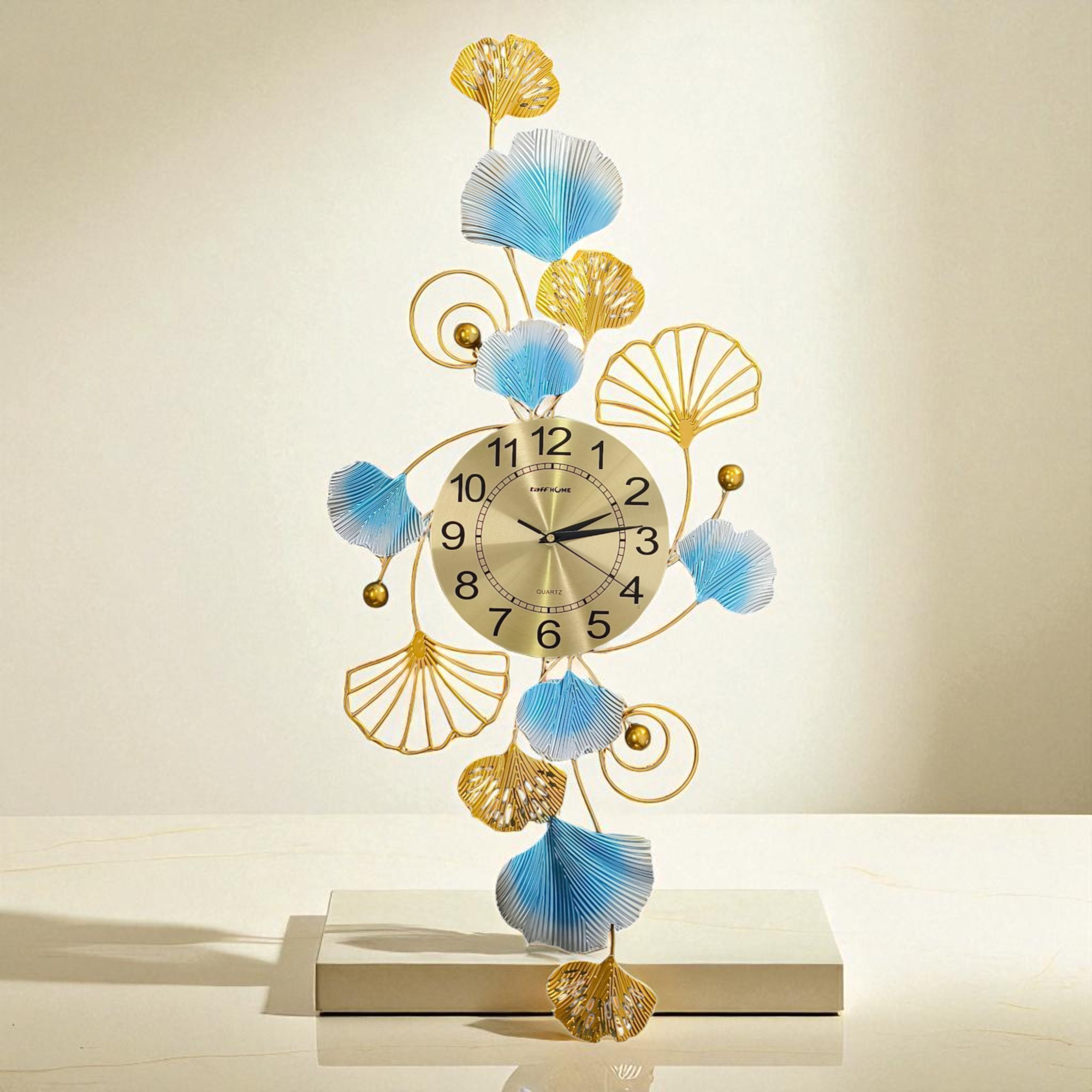 Gambar produk TaffHOME Jam Dinding Besi Elegan Ginkgo Biloba Silent Movement 91.5cm Vertical - 2221C