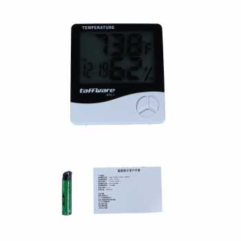 Gambar produk Taffware Termometer Suhu Ruangan Humidity Hygrometer Clock Calendar - HTC-1