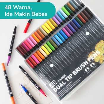 Gambar produk Kolorowy Spidol Double Head Drawing Pen Fine Art Watercolor Set 48 Color - MKB