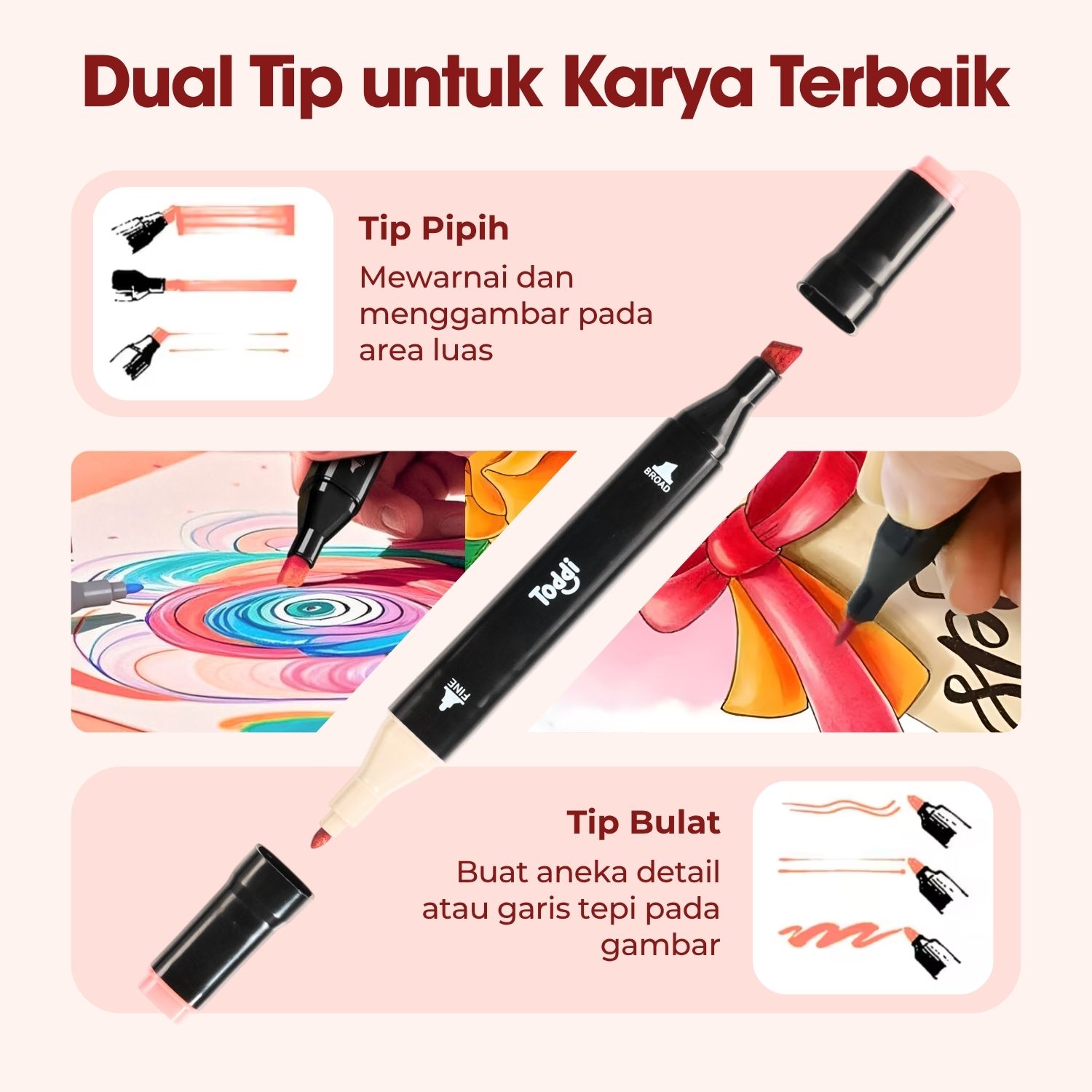 Gambar produk Toddi Spidol Dual Side Fine Art Brush Art Marker Set 120 Warna - CY-006