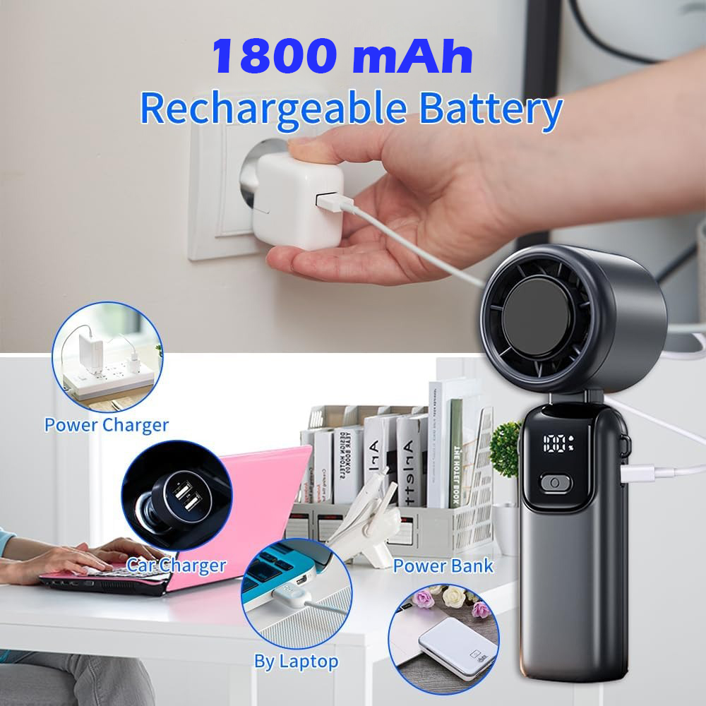 Gambar produk GRE Kipas Mini Portable Handheld Fan 100 Speed Settings 1800mAh - G-100