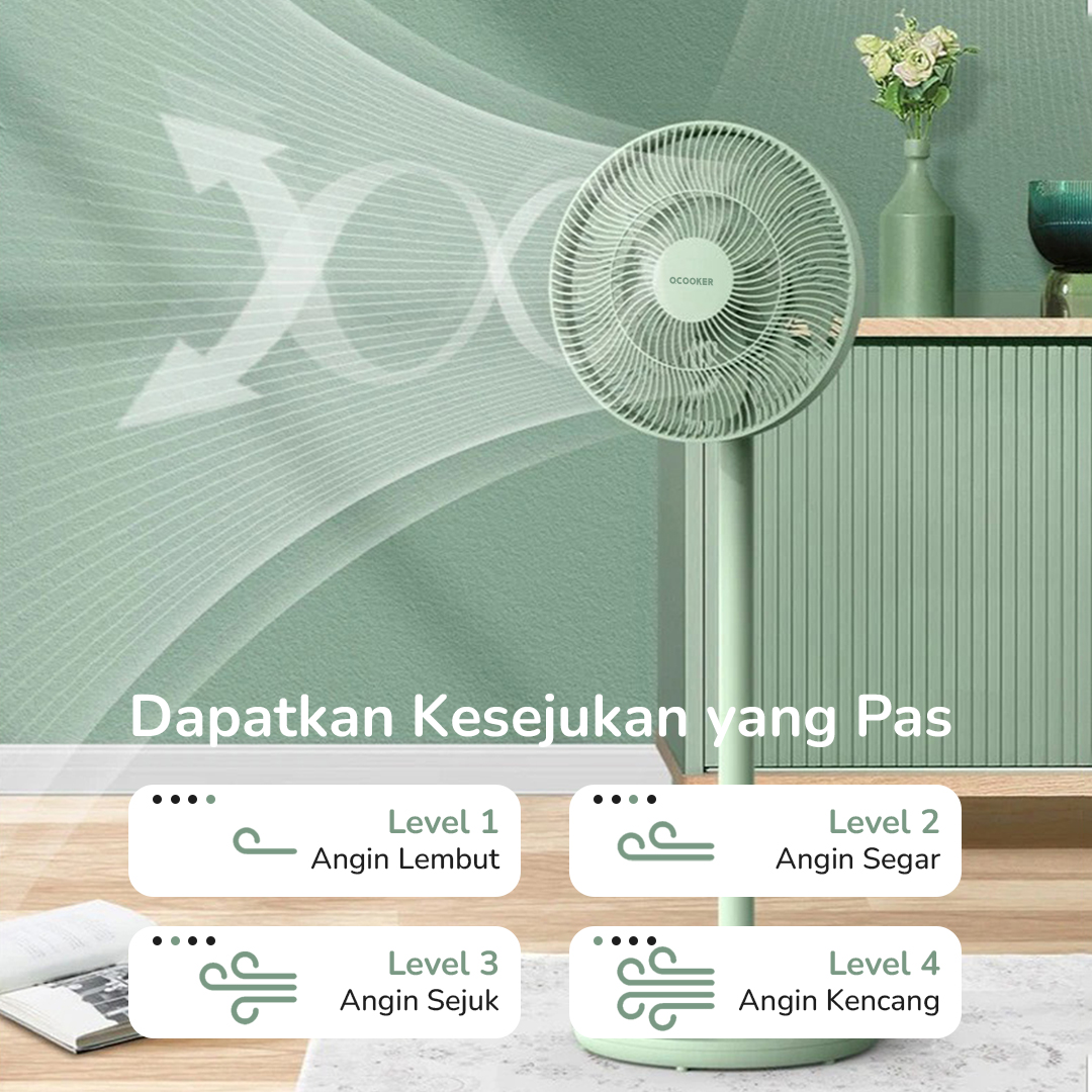 Gambar produk QCOOKER Kipas Angin Lantai Floor Fan Multi Angle Swing - QD0217