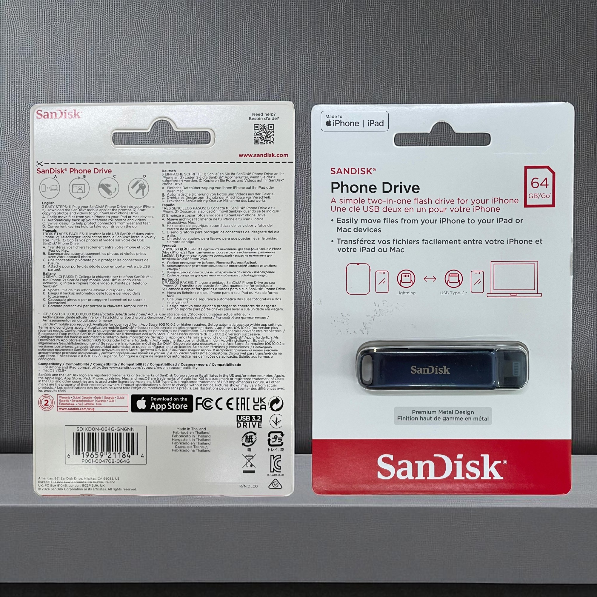 Gambar produk SanDisk Phone Drive USB Type-C Lightning 90MB/s 64GB - SDIXD0N