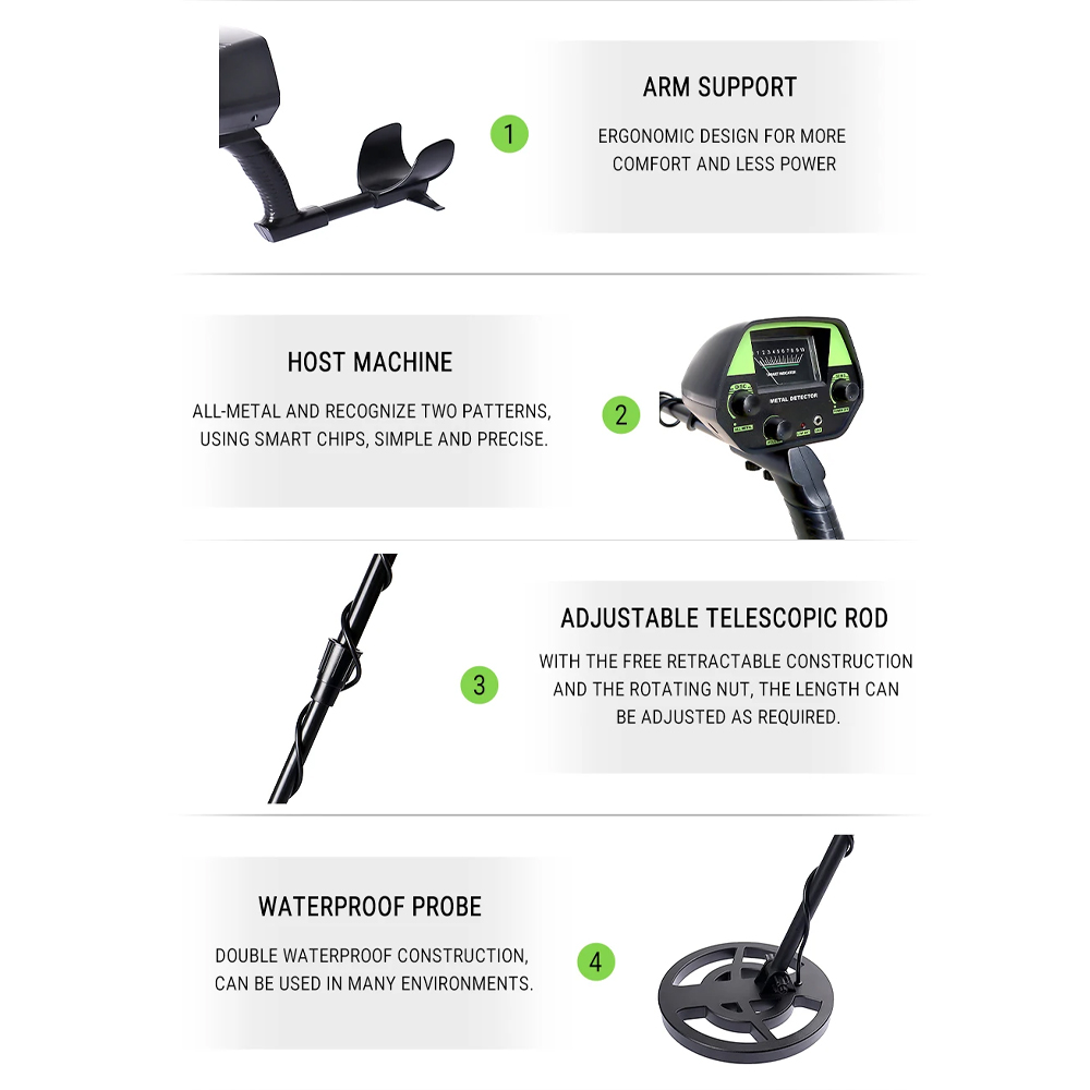 Gambar produk TECLUNG Pendeteksi Logam Metal Detector Waterproof Adjustable 3 Mode - GTX5030H