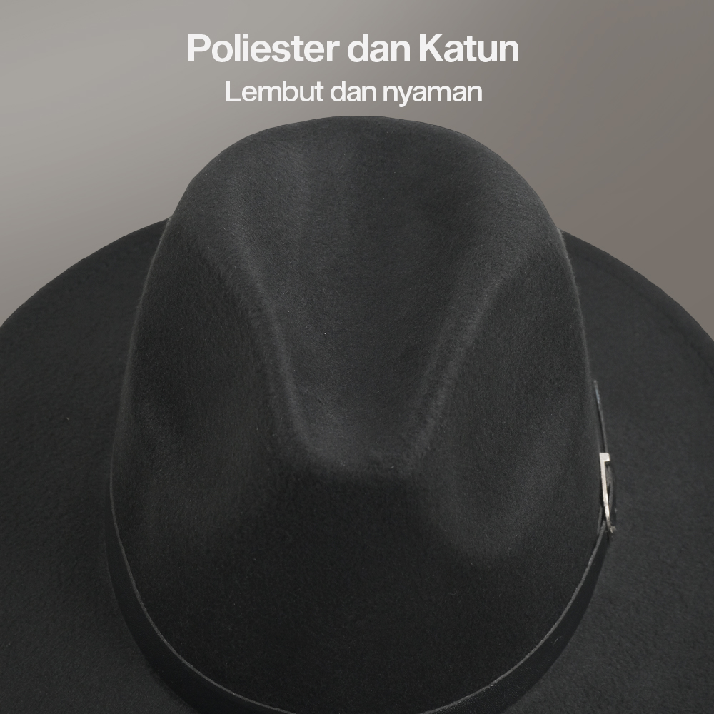 Gambar produk JIANGXIHUITIAN Topi Fedora Panama Laken Hat Jazz Classic Vintage - FS-219